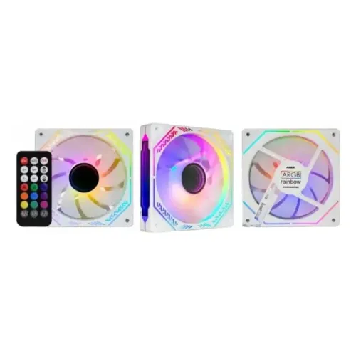 Kit 3 Fans Cooler Gamer K-Mex AARA ARGB Rainbow (Espelho Infinito)