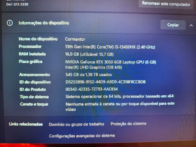 Notebook Gamer Dell G15