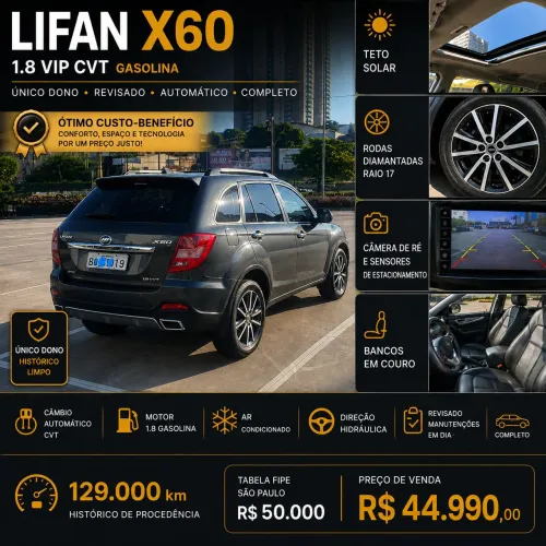 Lifan X60 VIP 1.8 16V 128cv 5P Aut. 2018