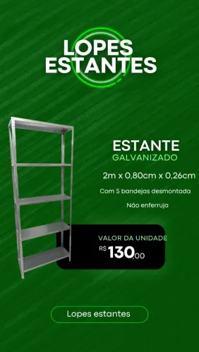 PRATELEIRAS DE AÇO GALVANIZADO PARA COMÉRCIO