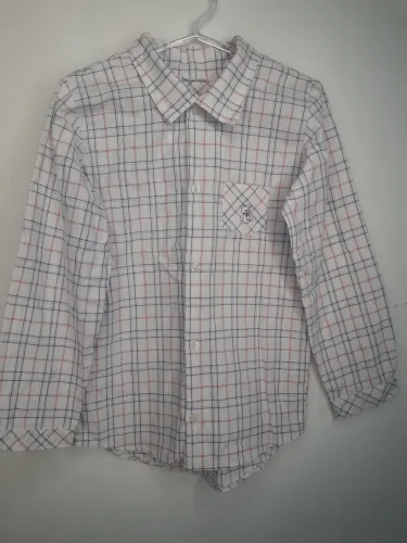 Camisa xadrez infantil com detalhe de urso - 3/4 anos