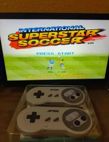 Super super Nintendo retro novo com dois controles sem fio lotado de jogos 