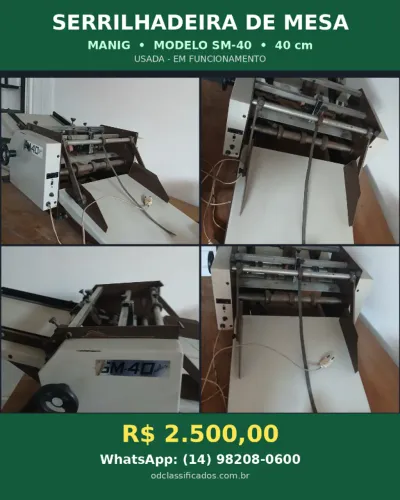 213 Serrilhadeira de Mesa Manig, 40 cm R$ 2.500,00