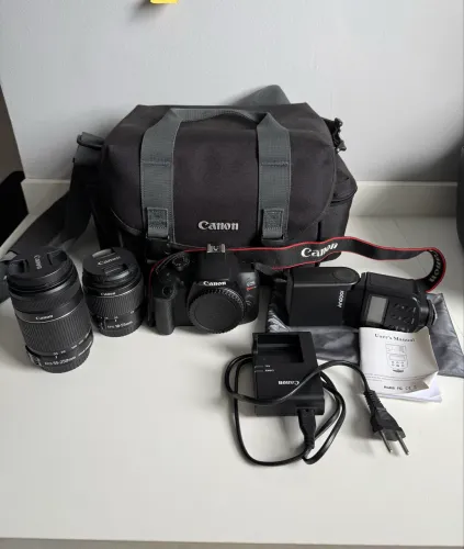 Canon EOS Rebel T6 + 2 Lentes + Flash Andoer + Bolsa | Kit Completo