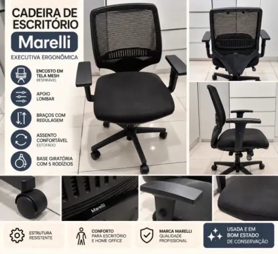 Cadeira de Escritório Marelli Executiva Ergonômica Tela Mesh