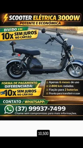 Vendo scooter elétrica 3000wats , novíssima , . DIVIDO EM 10 X SEM JUROS 