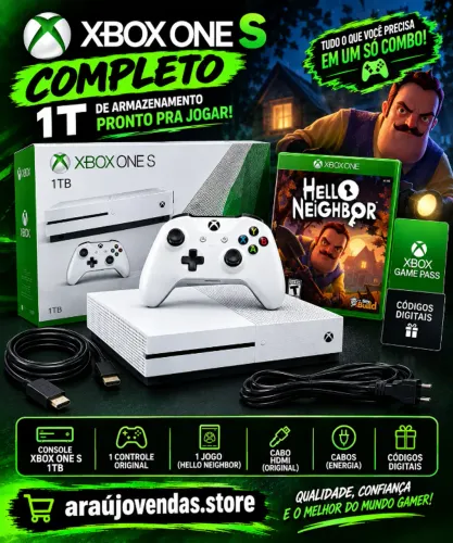 **Xbox One S 1TB Completo + Hello Neighbor | Edição Star Wars Jedi: Fallen Order