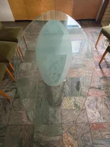 Tampo de mesa de vidro oval