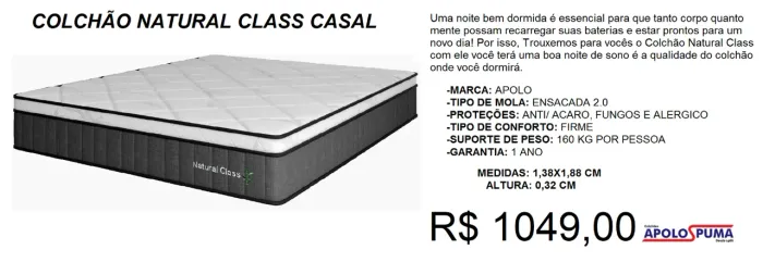 Colchão - casal - molas - compre hoje e receba em até 72 horas 