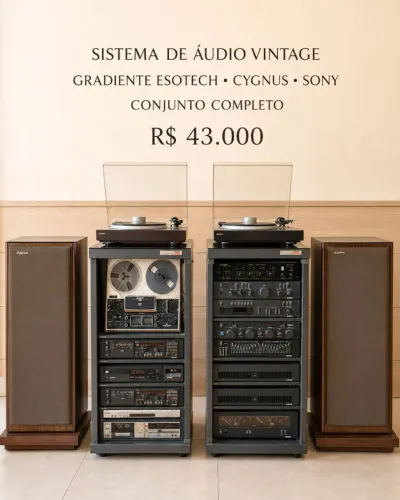 SISTEMA DE ÁUDIO VINTAGE GRADIENTE ESOTECH + CYGNUS + SONY