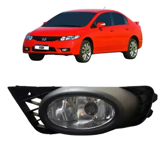 Farol De Milha Esquerdo Civic 2009 2010 2011 Com Grade Transparente
