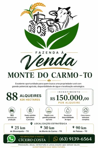 Fazenda a venda monte do Carmo Tocantins