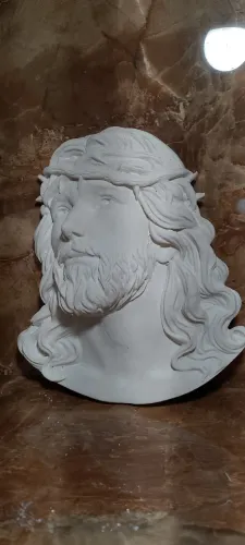 Imagem 3d face de Jesus Cristo em gesso cru 19cmx12cm