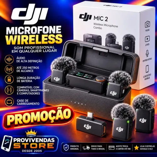 Microfone DJI Mic 2 Wireless Combo Sem Fio Profissional ACT OLX PAY LOJA 5 ESTRELAS.