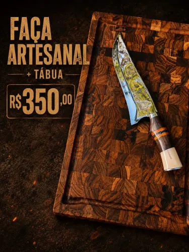 Kit churrasco TábuaTeka 50x30 + faca pivanheira personalizada 