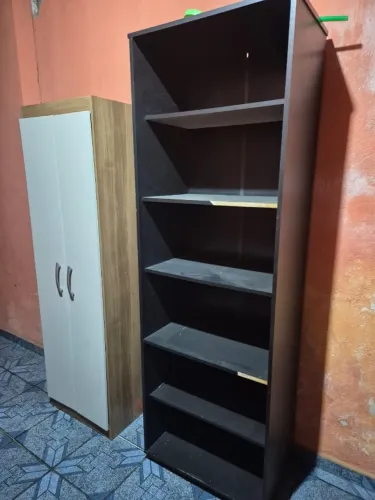Armário MultiUso Estante Escritório Livreiro Preto 2,10 Altura