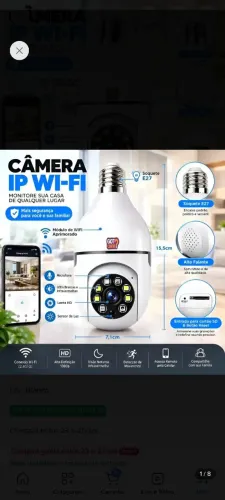 Camera de segurança wi-fi com bocal