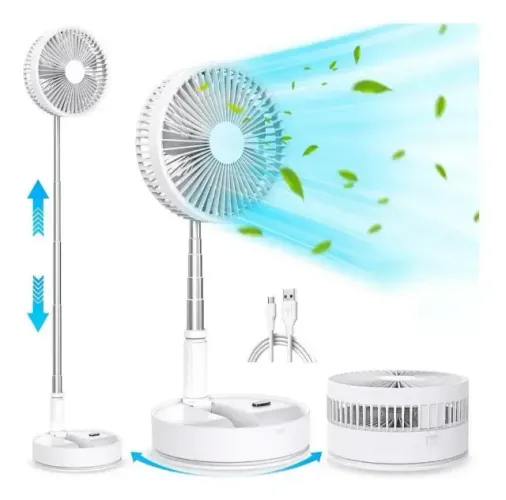Ventilador Portátil Silencioso Dobrável Recarregável Usb