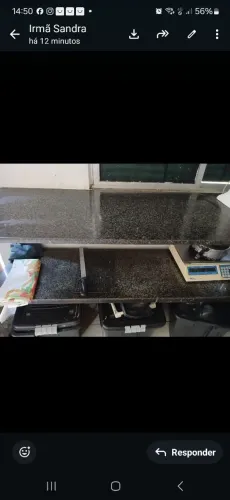 Mesa de ferro com 2 bancadas de granito 