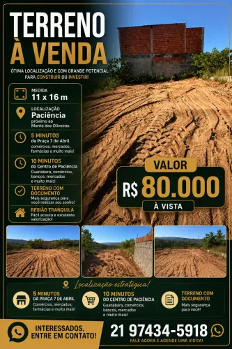 Vendo terreno 11x16 -paciência