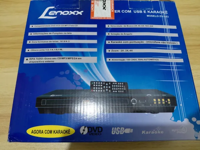 DVD Player Lenoxx, modelo DV-443 cor preta. FUNCIONAMENTO PERFEITO