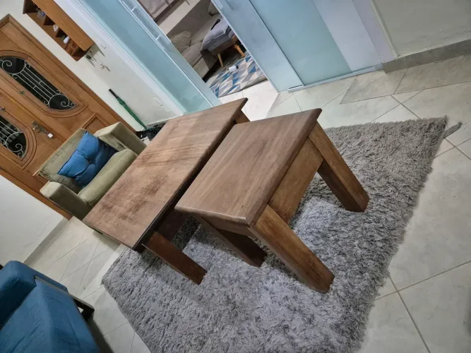 Mesa de centro e de canto de madeira nobre, super robustas! Aceito negociar!