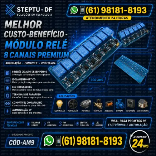Relé 8 Canais 5v | Arduino, Pic, Raspberry Pi CÓD-AM9