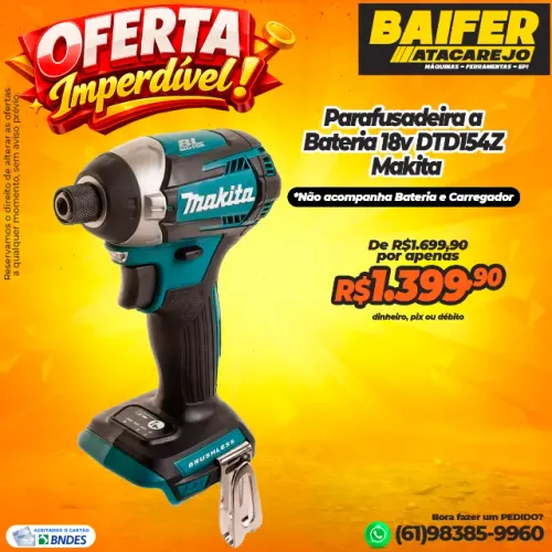 Parafusadeira a Bateria 18v DTD154Z Makita