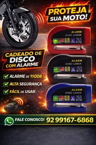 Trava Cadeado De Freio Disco Com Alarme Sonoro Para Moto