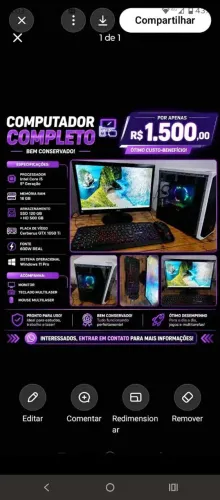 COMBO: PC GAMER GTX 1050 Ti + TV LG 32" + Notebook Dell + Monitor e Periféricos R$ 2.300
