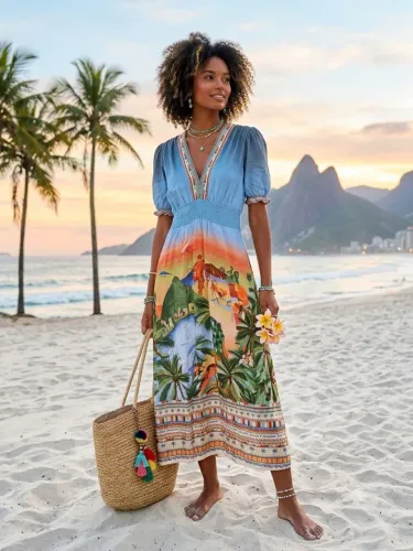 Vestido Farm estampado P produtos femininos 