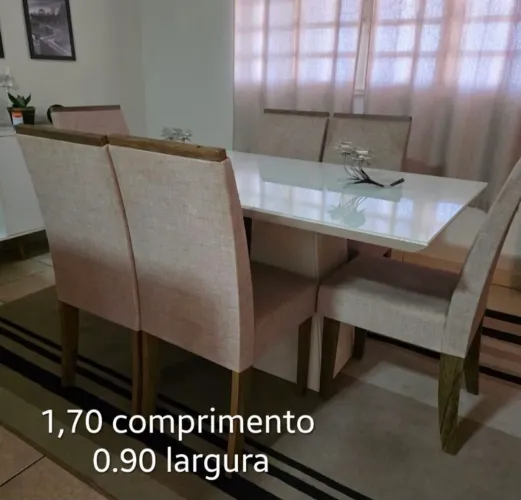 Mesa robusta 6 cadeiras e tampo vidro