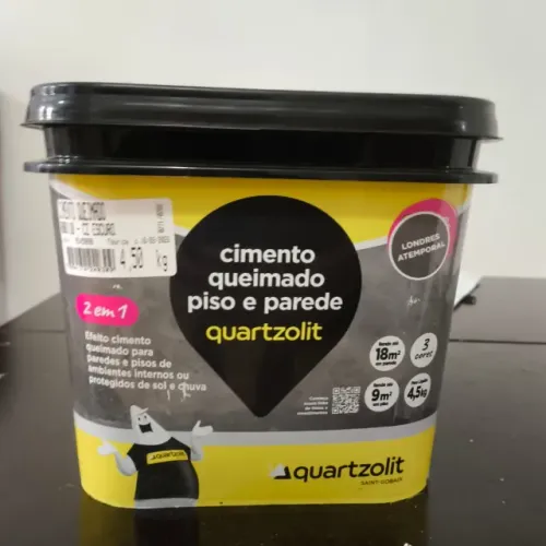 Cimento Queimado Quartzolit Para Parede e Piso cor londres cinza escuro lacrado novo