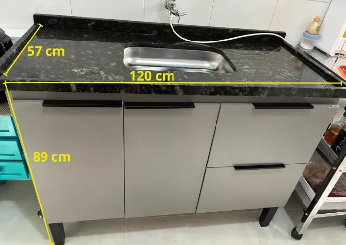 Gabinete Balcão de Cozinha + Pia de Granito