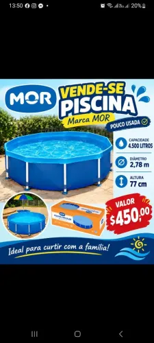 Piscina da marca MOR.Pouco usada! 4.500lts medindo 2,78×77 cm de altura.