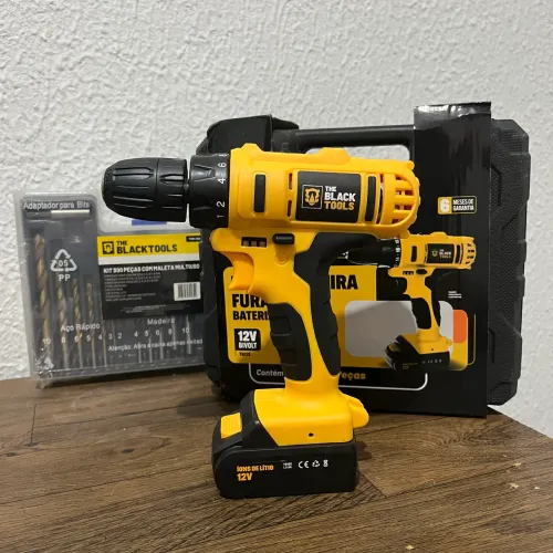 Furadeira Parafusadeira Sem Fio 12v + Kit de Brocas e Buchas