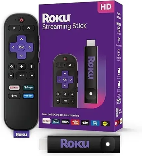 Roku Streaming Stick 2025 Para Tv Hd/fhd Controle Por Voz Preto De Voz