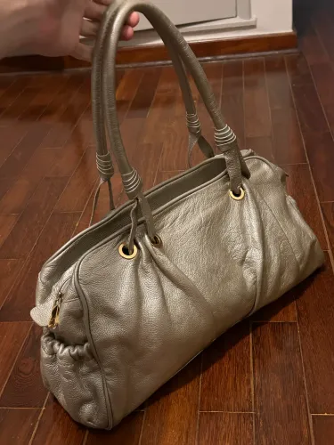 Bolsa couro prata