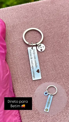 Chaveiro personalizado Dirija com cuidado código Spotify em aço inox