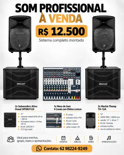 Som profissional à venda para eventos, igrejas, bares e apresentações ao vivo