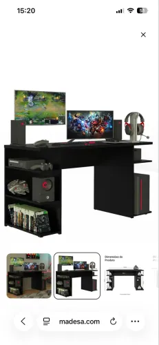 Mesa Gamer Madesa 9409 - Preto - Escrivaninha/Home Office