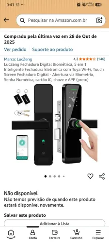 Fechadura eletrônica nova 5 em 1