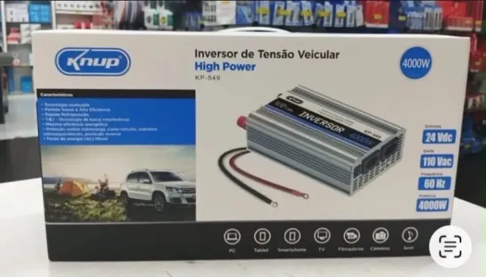 Inversor de tensão 4000W 24VDC para 127VAC Kanup