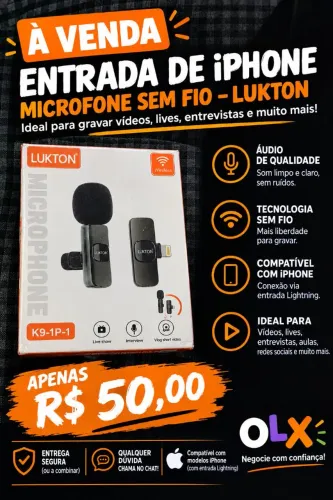 Microfone Sem Fio LUKTON K9 para iPhone - Novo na Caixa ?