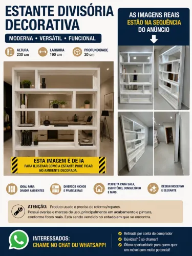 Estante / Prateleira Branca com Espelhos / Estante Espelhada / Prateleira Espelhada