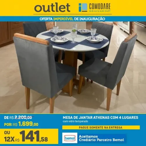 Mesa Athenas 4 Lugares R$ 1.699