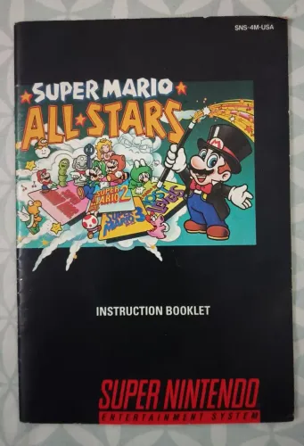 Somente o MANUAL/Encarte Super Mario - All Stars do Super Nintendo.(Original da Época)
