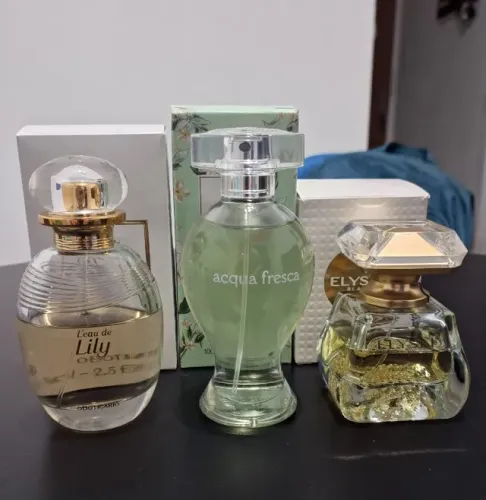 Kit Boticário 3 Perfumes L'eau de Lily 75ml+ Acqua Fresca 100mI+ Elysée Eau de Parfum 50ml