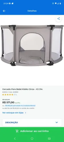 Cercado para bebê Kiddo cinza
