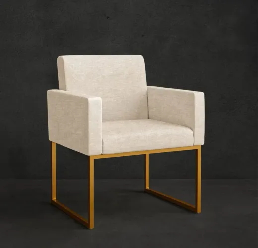 Poltrona moderna tecido linho 